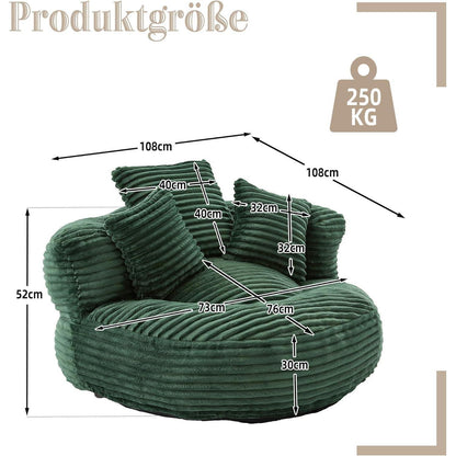 Lazy Sitzsack mit hohem Rücken – Bequemer Lounger für Wohnzimmer