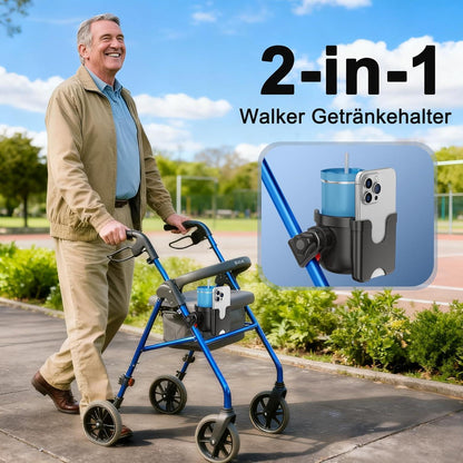 2-in-1 Getränkehalter für Rollator, Kinderwagen & mehr