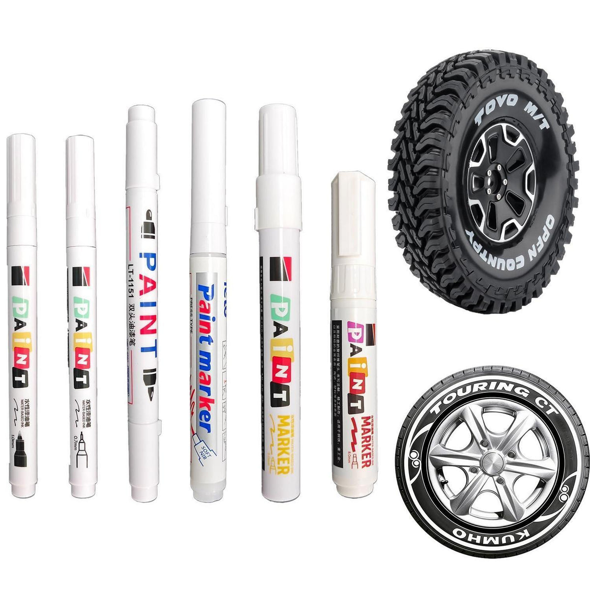 6x Reifenstift Weiß Wasserfest – 0,5-8mm für Reifen, Glas & Metall