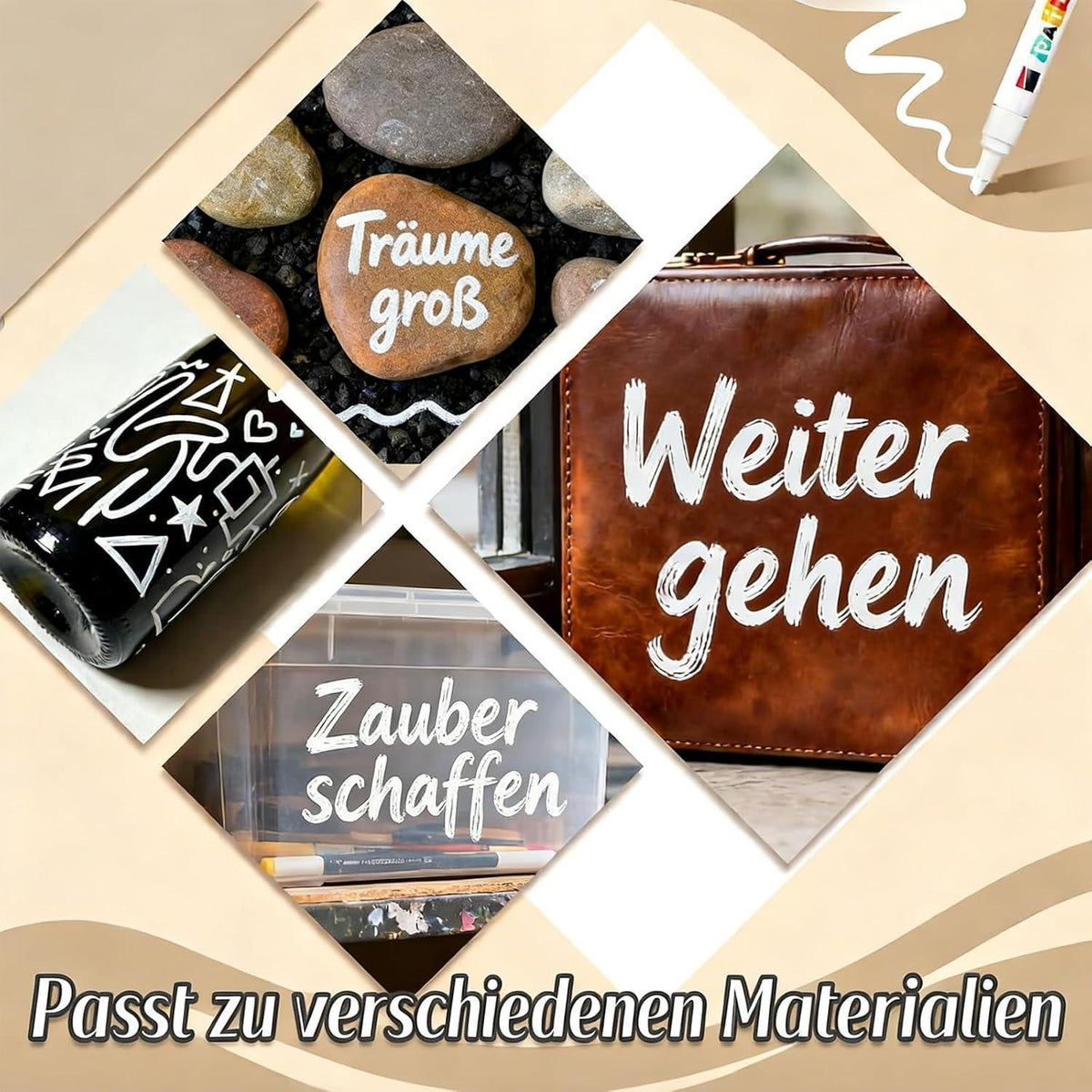 6x Reifenstift Weiß Wasserfest – 0,5-8mm für Reifen, Glas & Metall