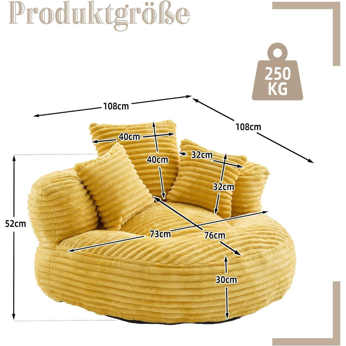 Lazy Sitzsack mit hohem Rücken – Bequemer Lounger für Wohnzimmer