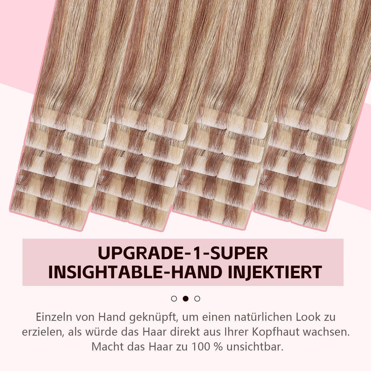 Remy Tape Haarverlängerung #10/27/27 Hellbraun mit Goldblond 45cm