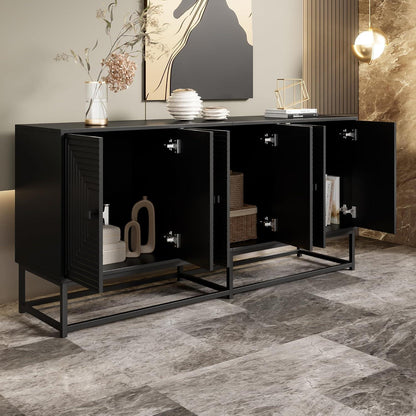 Modernes Sideboard Schwarz mit 3 Türen & Großem Stauraum