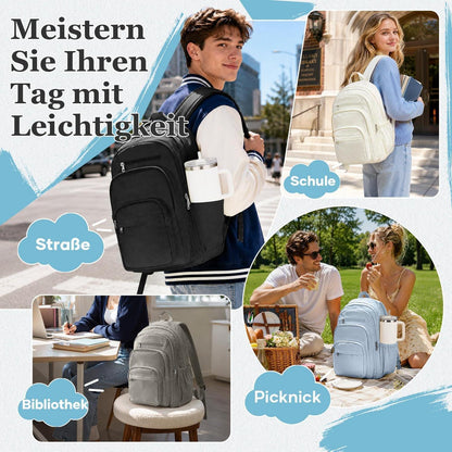 Schwarzer Schulrucksack mit Fächern – Vielseitiger Tagesrucksack