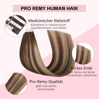 Remy Haarverlängerung Tape-in #4/27/4 Balayage 35cm