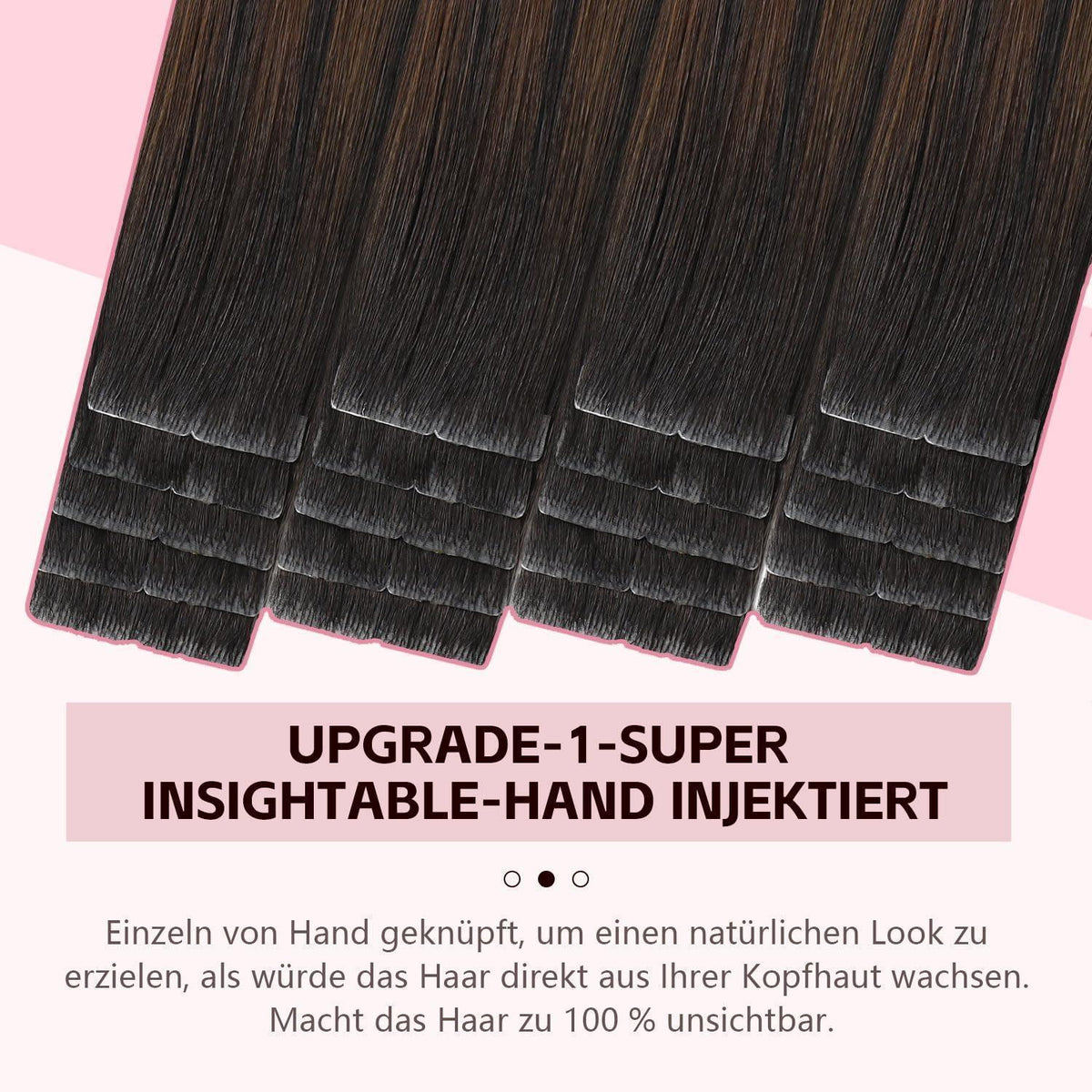 Echthaar Tape Extensions Schwarz Braun Karamellblond 55cm