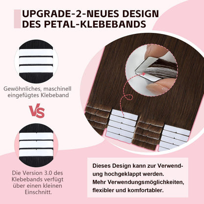 Echthaar Tape-in Haarverlängerung Mittelbraun #4, 55cm