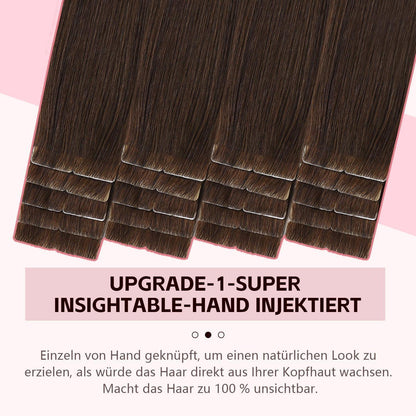 Remy Echthaar Tape Extensions #4 Mittel Braun 40cm