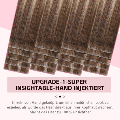 Echthaar Tape Extensions 50cm - Walnuss bis Hellblond #3/8/22