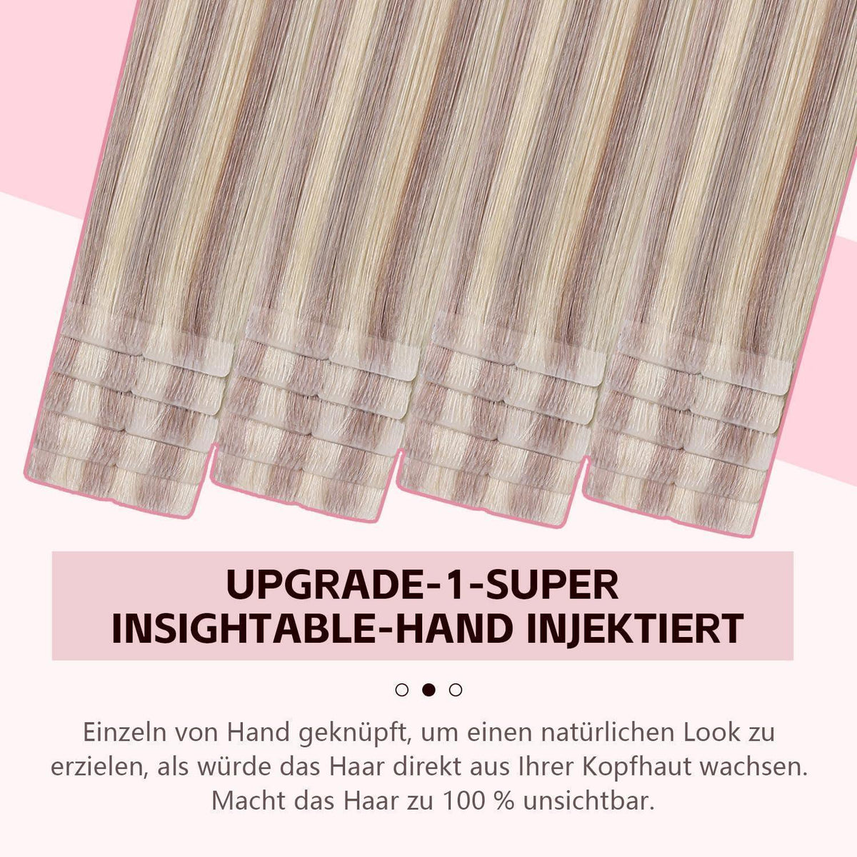 Remy Tape-in Haarverlängerung Aschblond #18p613, 45cm