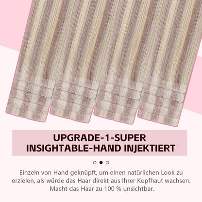 Remy Tape-in Haarverlängerung Aschblond #18p613, 45cm