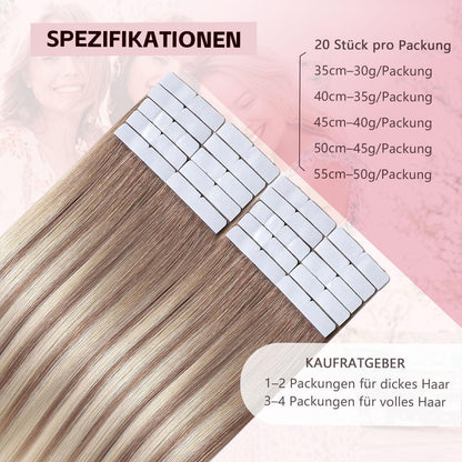 Echthaar Tape-in Verlängerung #8/60 – 55cm, 50g