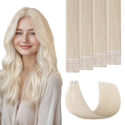 Echthaar Tape-in Haarverlängerung Platinblond 55cm (50g)