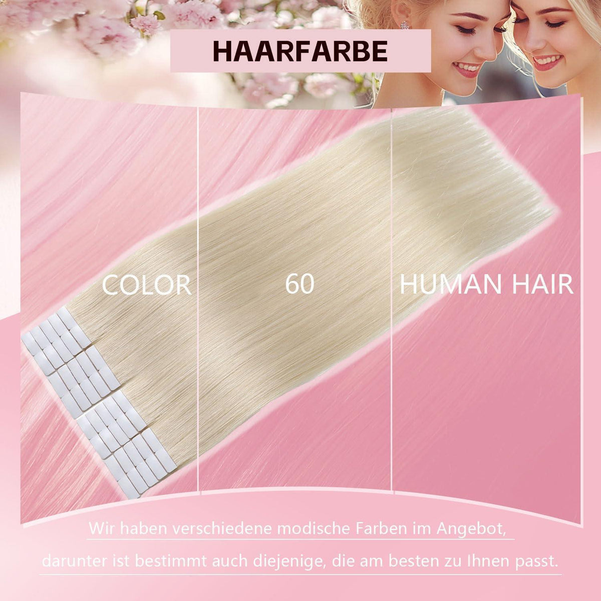 Remy Tape-in Haarverlängerung #60 Platinblond 45cm Echthaar