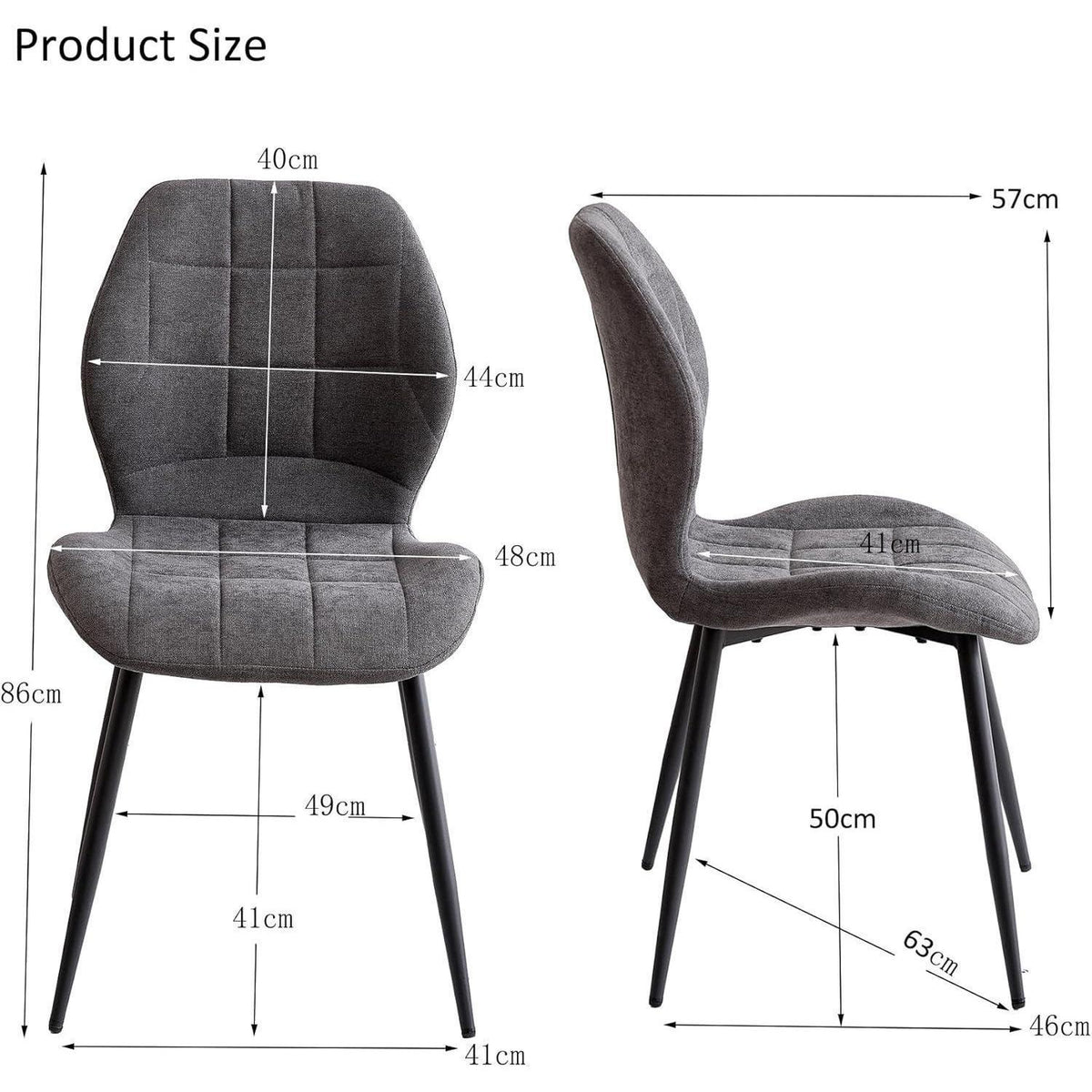 Esszimmerstuhl Set Grau – 8 gepolsterte Stühle im Nordic Stil