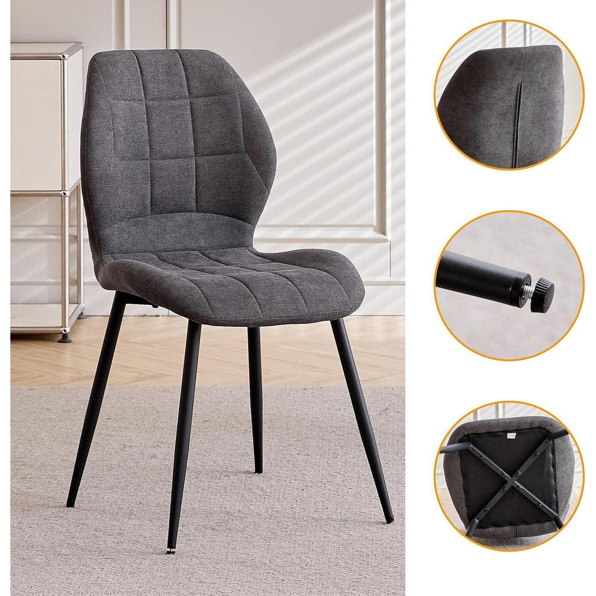 Esszimmerstuhl Set Grau – 8 gepolsterte Stühle im Nordic Stil