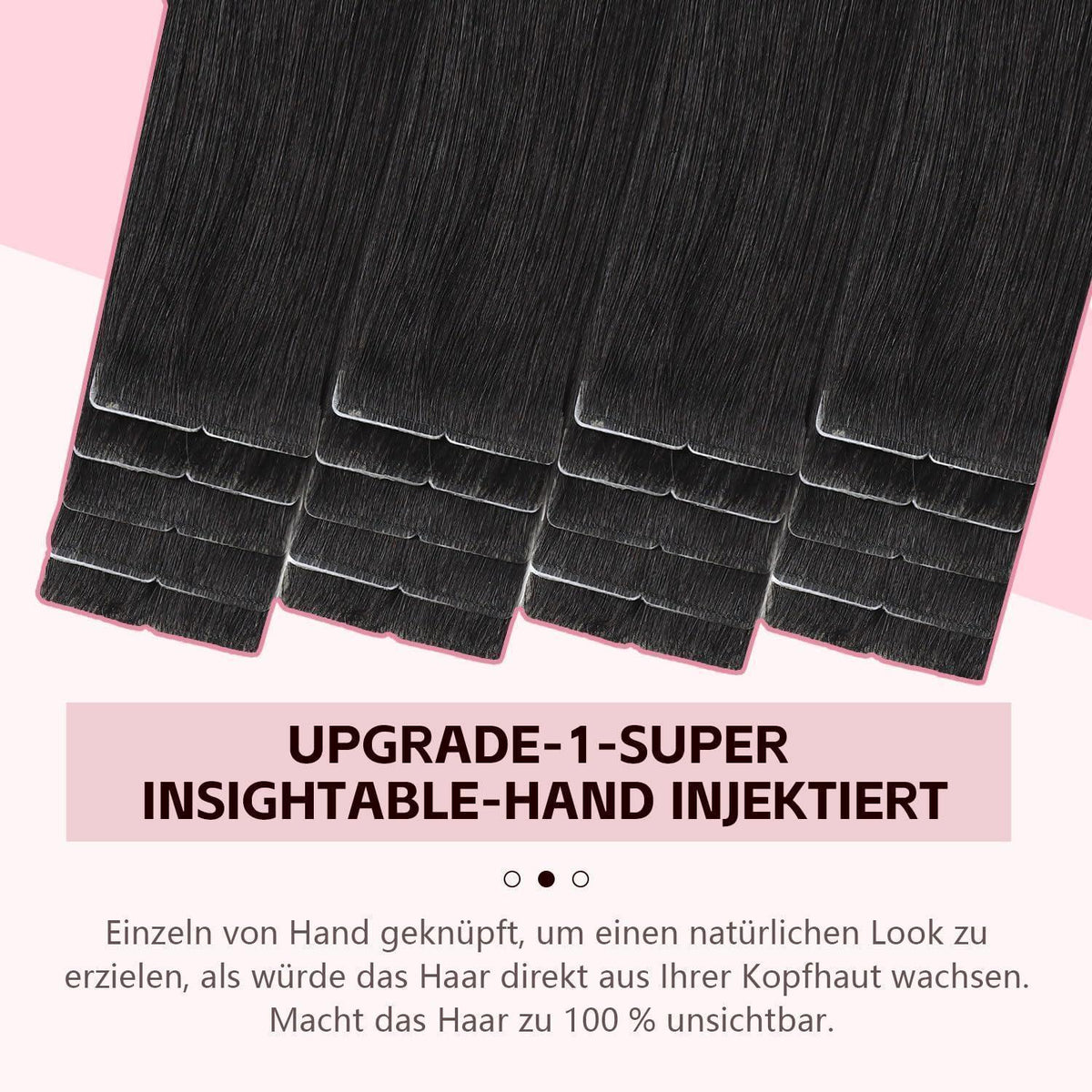 Echthaar Tape Extensions #1B Schwarz 50cm – Remy Menschenhaar
