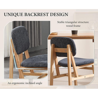 Esszimmerstühle 2er Set Holz & Chenille Grau