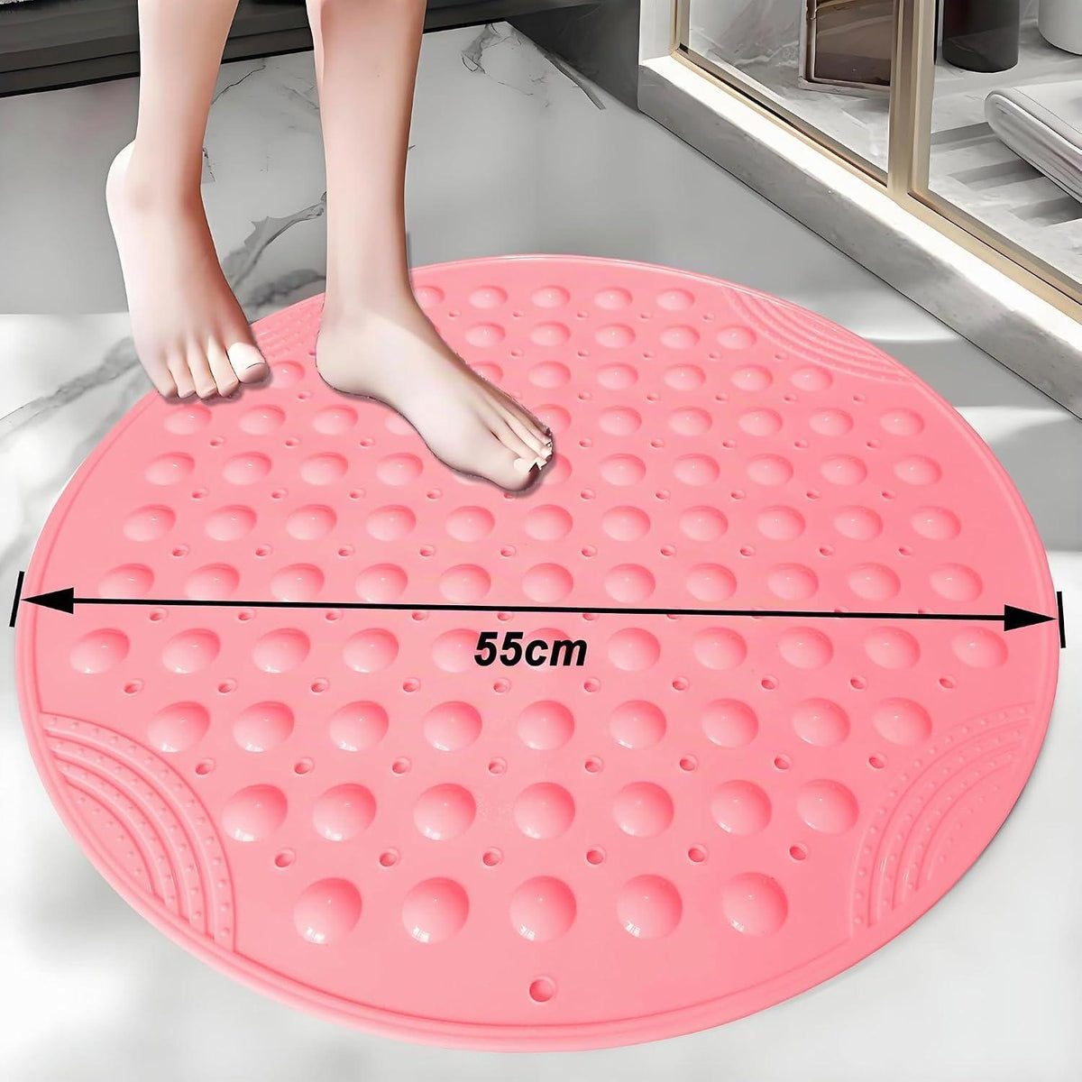 Rutschfeste Duschmatte rund blau – Antirutschmatte für Dusche