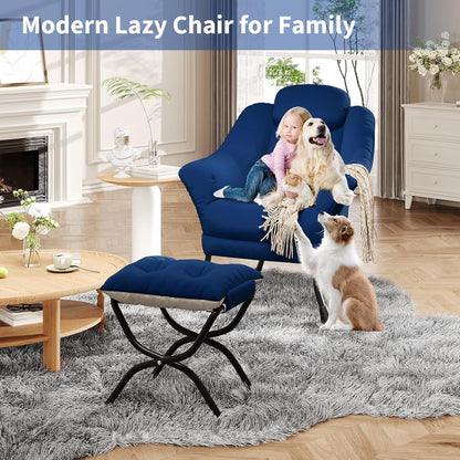Bequemer Sessel mit Hocker – Modernes Lounge-Design in Blau