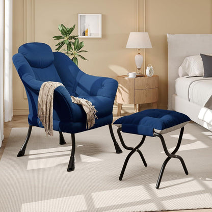 Bequemer Sessel mit Hocker – Modernes Lounge-Design in Blau