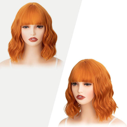 Orange Bob Perücke Damen mit Pony – Lockig & Gewellt