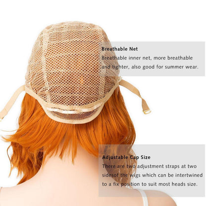 Orange Bob Perücke Damen mit Pony – Lockig & Gewellt