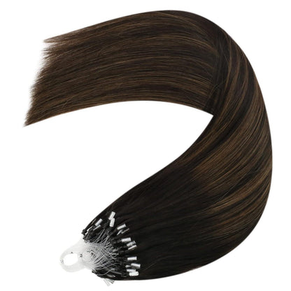 Echthaar Microring Extensions Braun Balayage 50-55cm