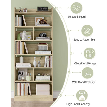 Bücherregal 7 Fächer Eichenbeige – Standregal für Wohnzimmer