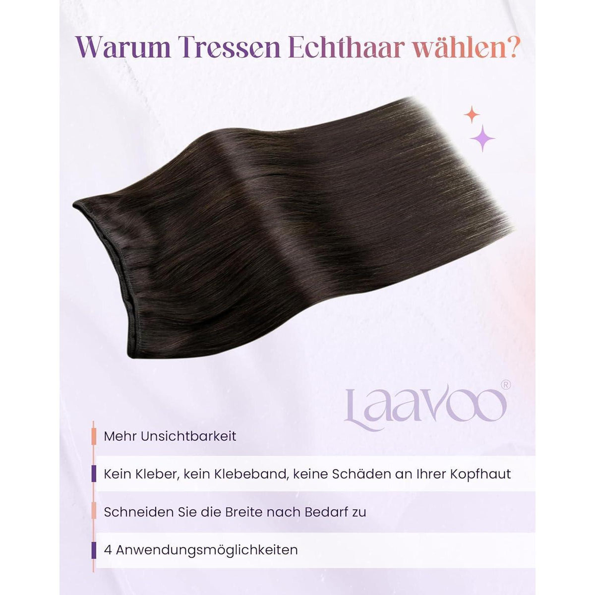 Dunkelbraune Echthaar Tressen – Remy Menschenhaar 45cm