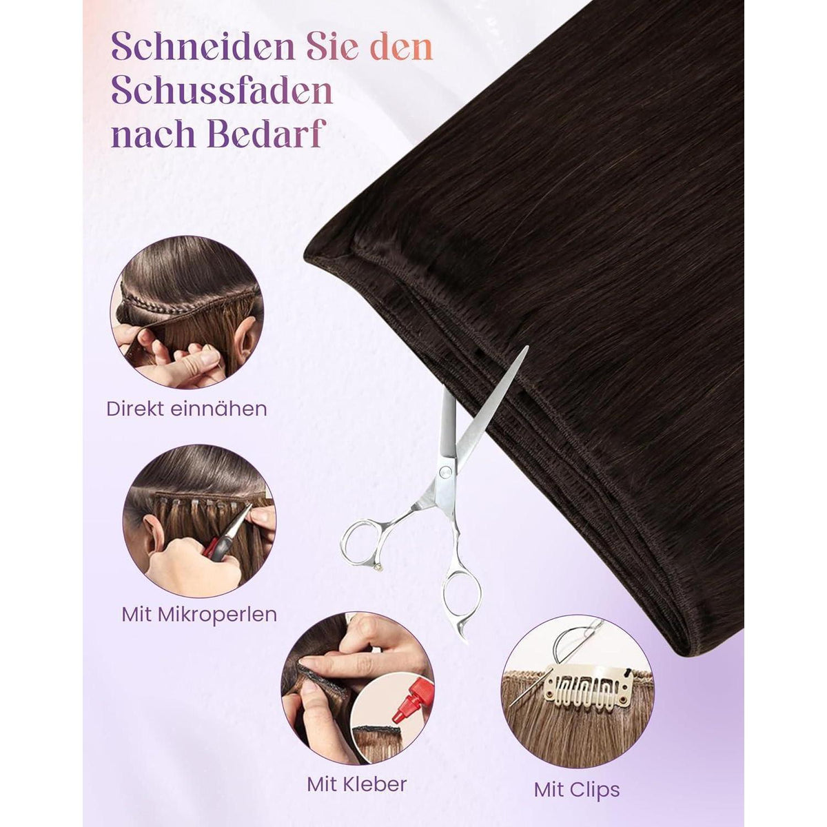 Dunkelbraune Echthaar Tressen – Remy Menschenhaar 45cm