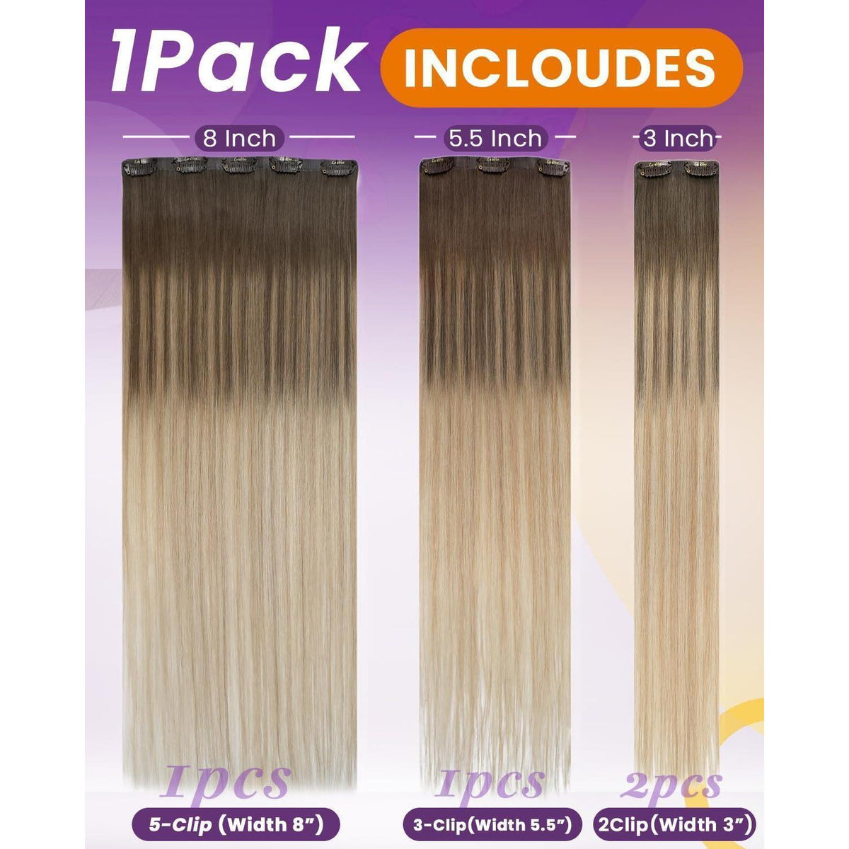 Echthaar Clip-Ins Ombre Blond 50cm - Volumenset