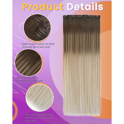 Echthaar Clip-in Extensions Ombre Blond 40cm