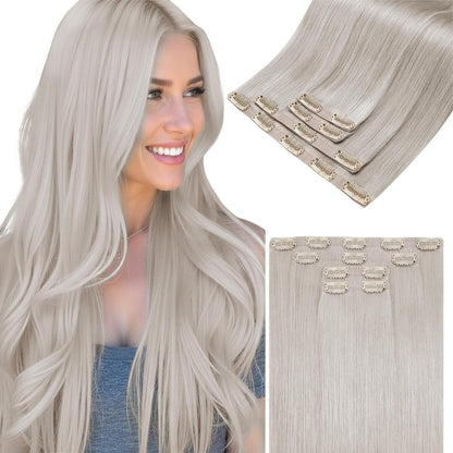 Echthaar Clip-in Extensions Blond #60 – 35cm, 4er Set