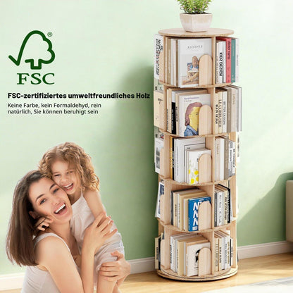 Drehbares Kinderbücherregal aus Massivholz, 5 Ebenen
