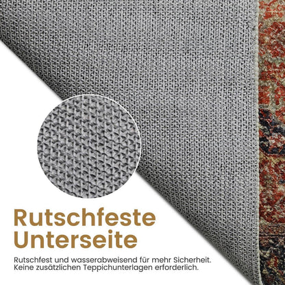 Vintage Teppich Braun/Mehrfarbig 80x150 cm Waschbar & Rutschfest