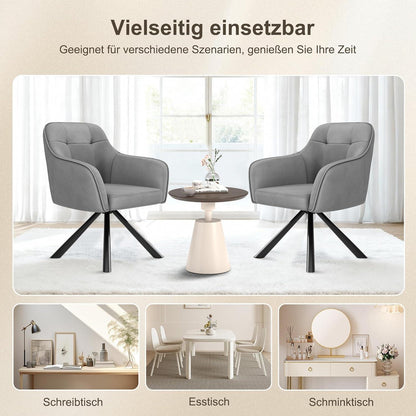 Drehbare Esszimmerstühle 2er Set mit Samt & Armlehnen