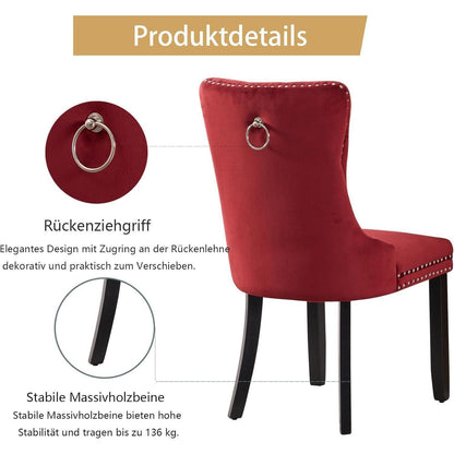 Samt-Esszimmerstühle 6er Set – Burgunderrot, Modern & Komfortabel