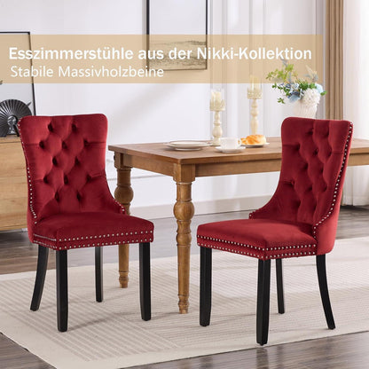 Samt-Esszimmerstühle 8er Set – Burgunderrot, Modern & Komfortabel