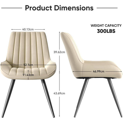 Esszimmerstühle 2er Set | Beige Polsterstühle mit Sitzkissen