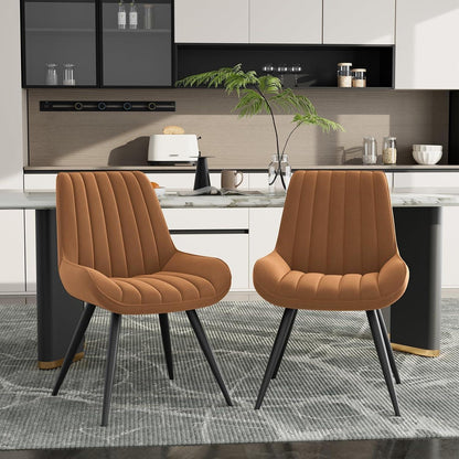 Esszimmerstühle 2er Set | Braun | Polsterstühle mit Sitzkissen