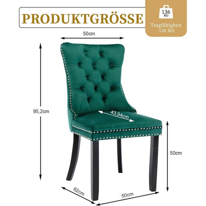 Gepolsterte Esszimmerstühle 2er-Set, Samt & Massivholz