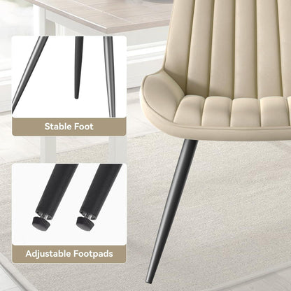 Esszimmerstühle 4er Set | Beige Polsterstühle mit Sitzkissen