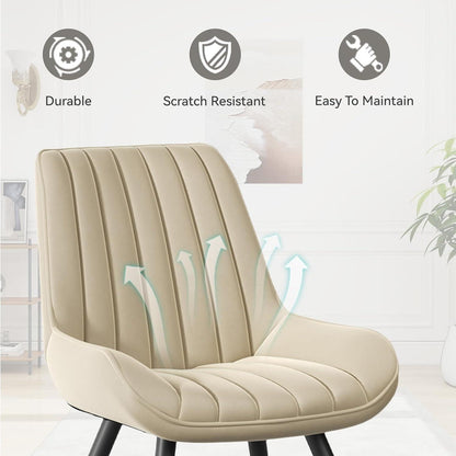 Esszimmerstühle 4er Set | Beige Polsterstühle mit Sitzkissen