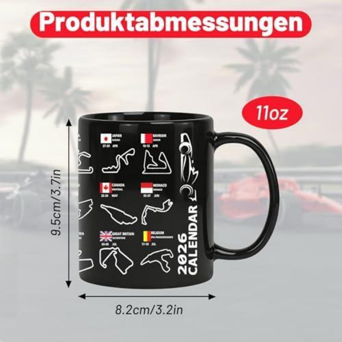 Schwarzer Adventskalender Becher – Motorsport Geschenk für Fans