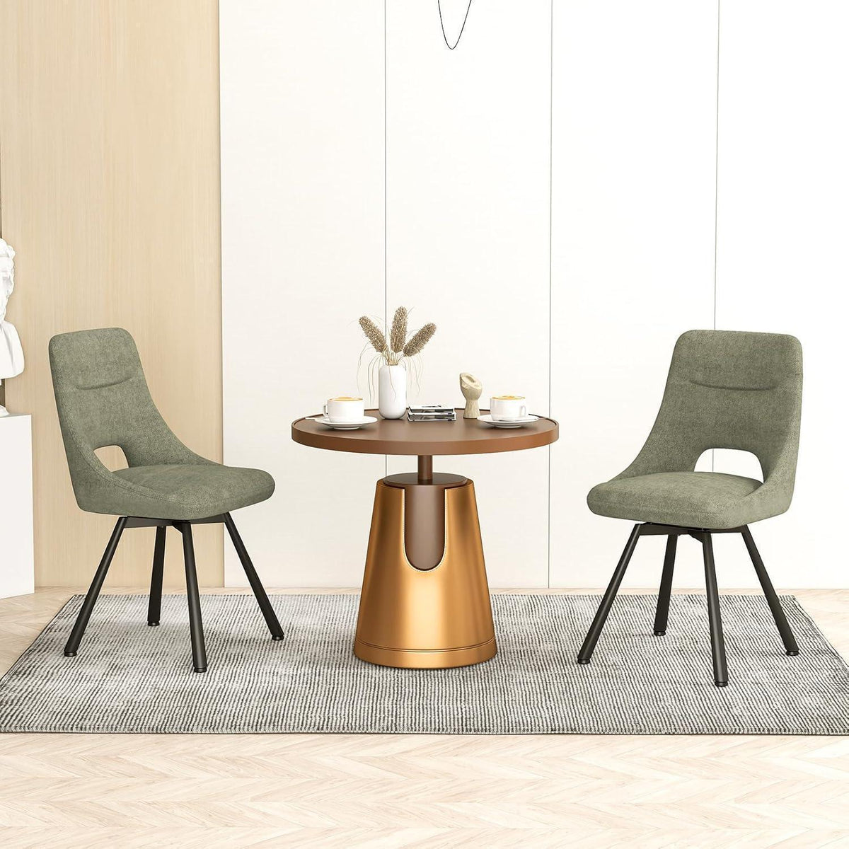 Drehbarer Esszimmerstuhl Set 2x, Modern & Gepolstert, Graugrün
