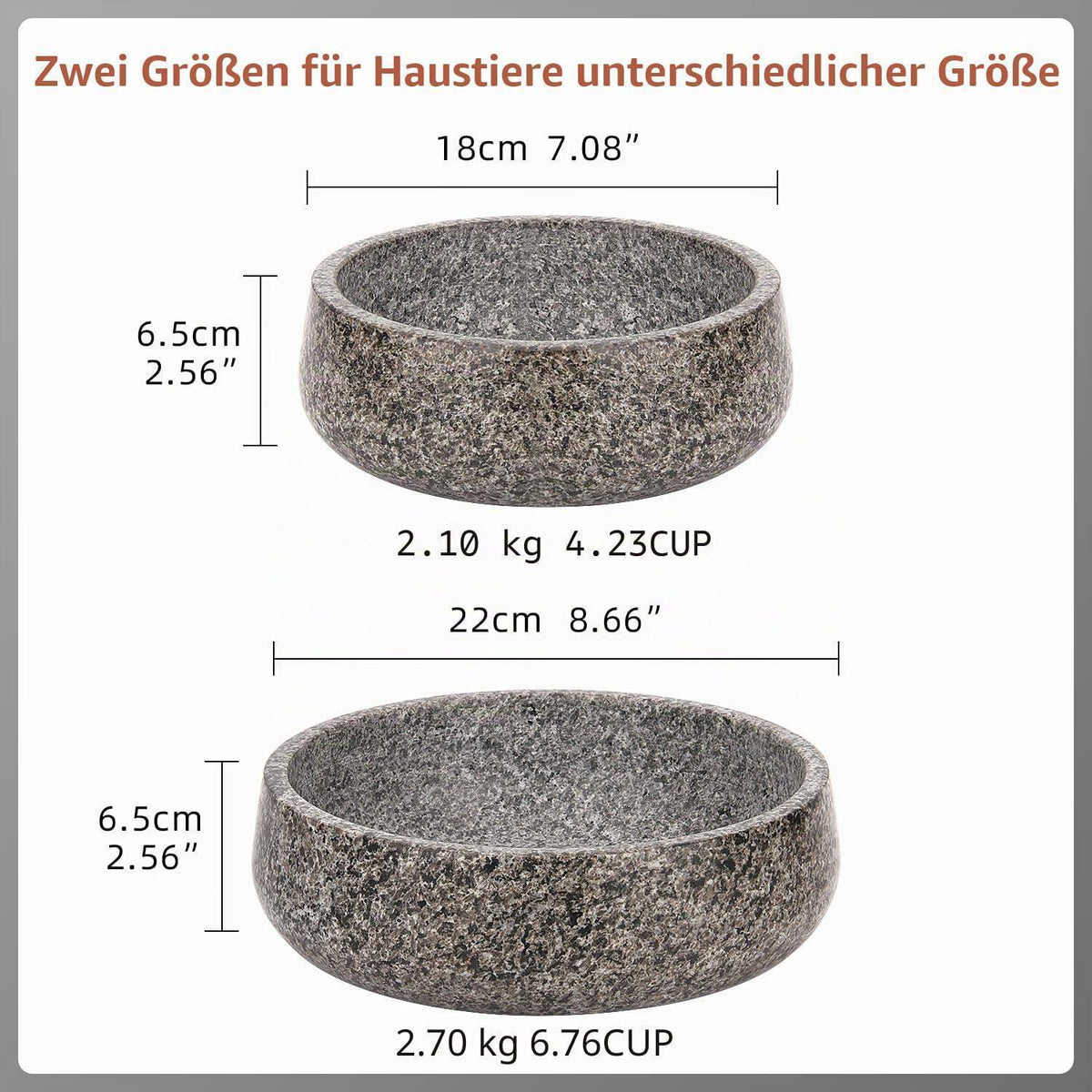 Granit Hundenapf Grau | Stabil & Rutschfest für Hunde & Katzen
