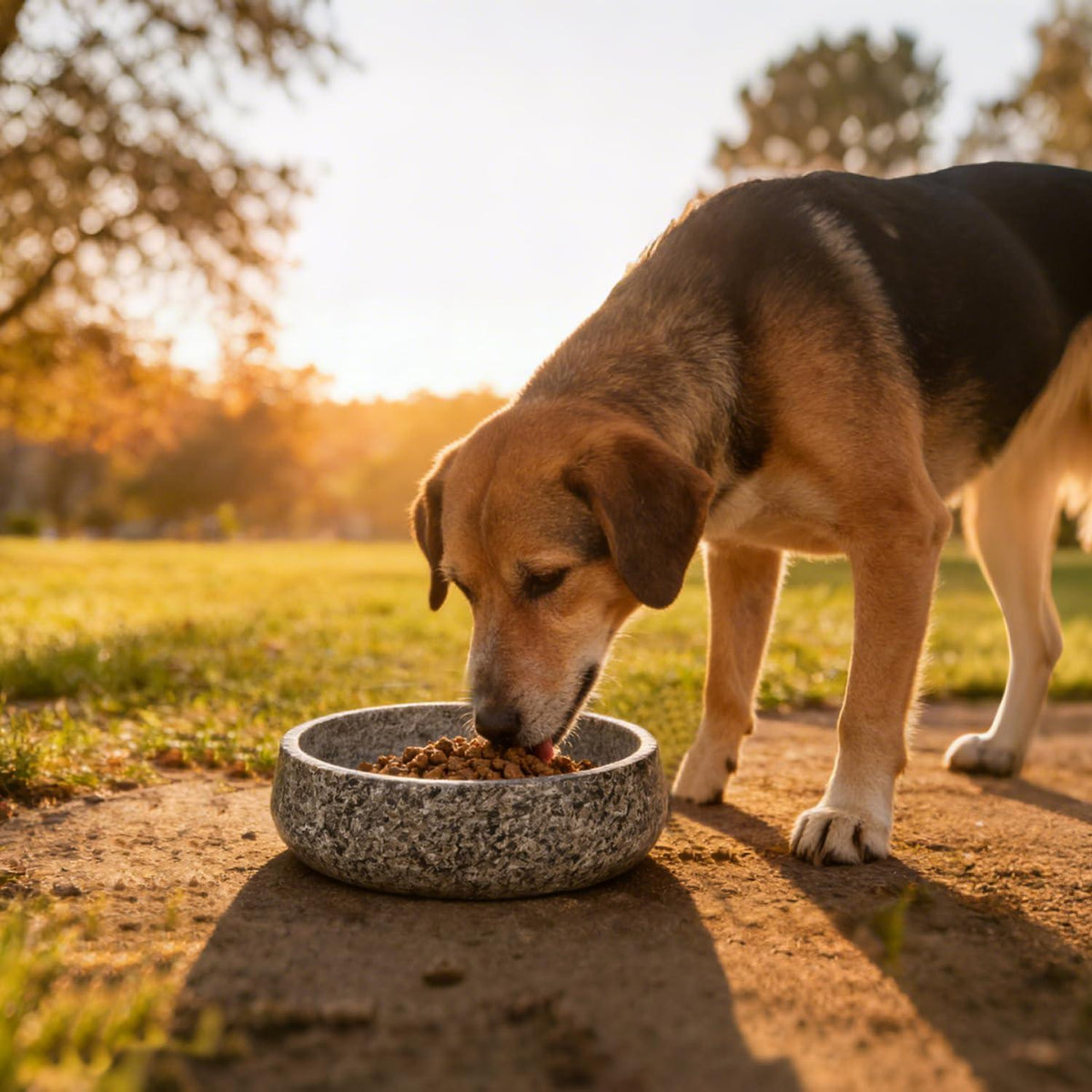Granit Hundenapf Grau | Stabil & Rutschfest für Hunde & Katzen