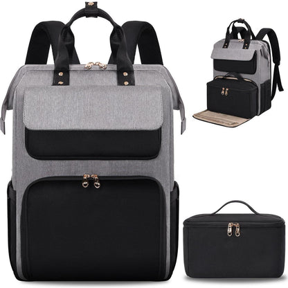 Multifunktions-Laptop-Rucksack mit isolierter Lunchbox, Schwarz/Grau