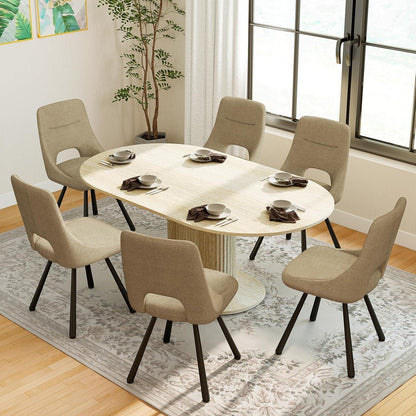 Drehbarer Esszimmerstuhl Set 6, Modern & Gepolstert, Khaki